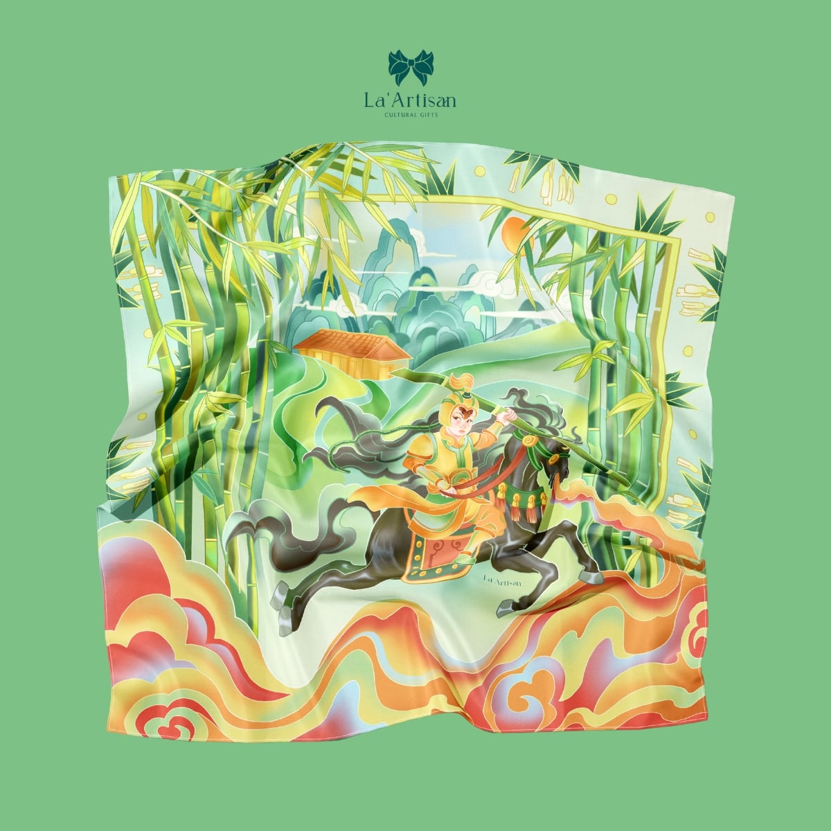 Khăn vuông họa tiết Thánh Gióng