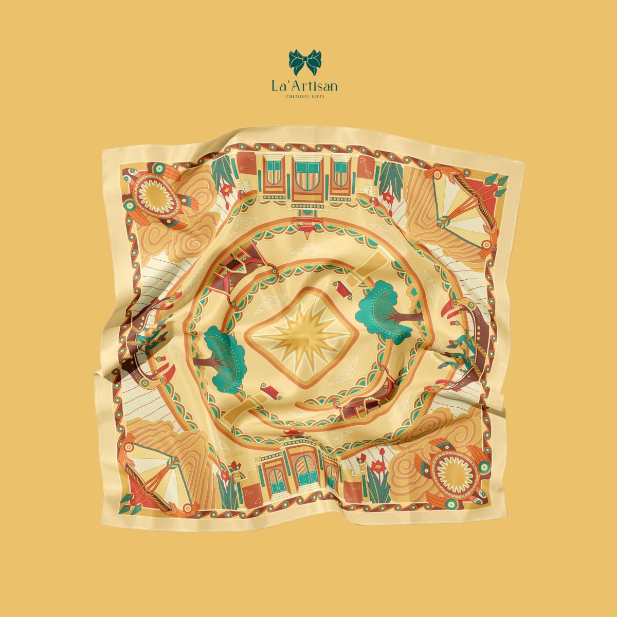 Khăn vuông họa tiết Thành Cổ Loa