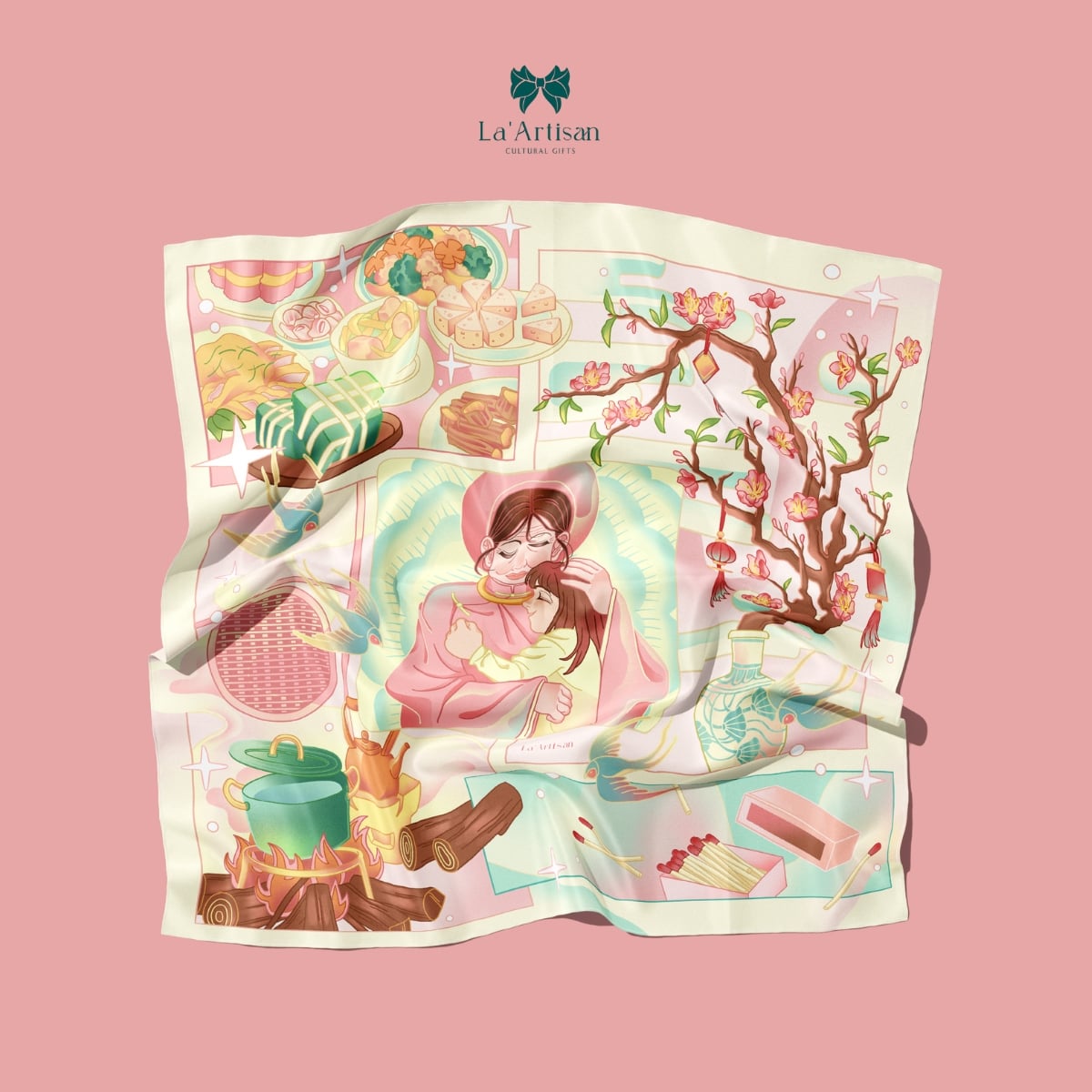 Khăn vuông họa tiết Cô Bé Bán Diêm