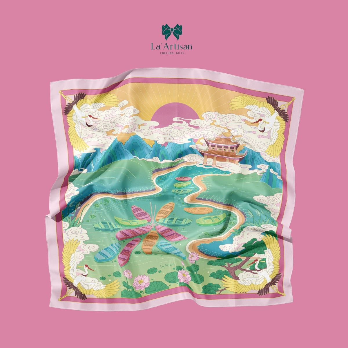 Khăn vuông họa tiết Tràng An
