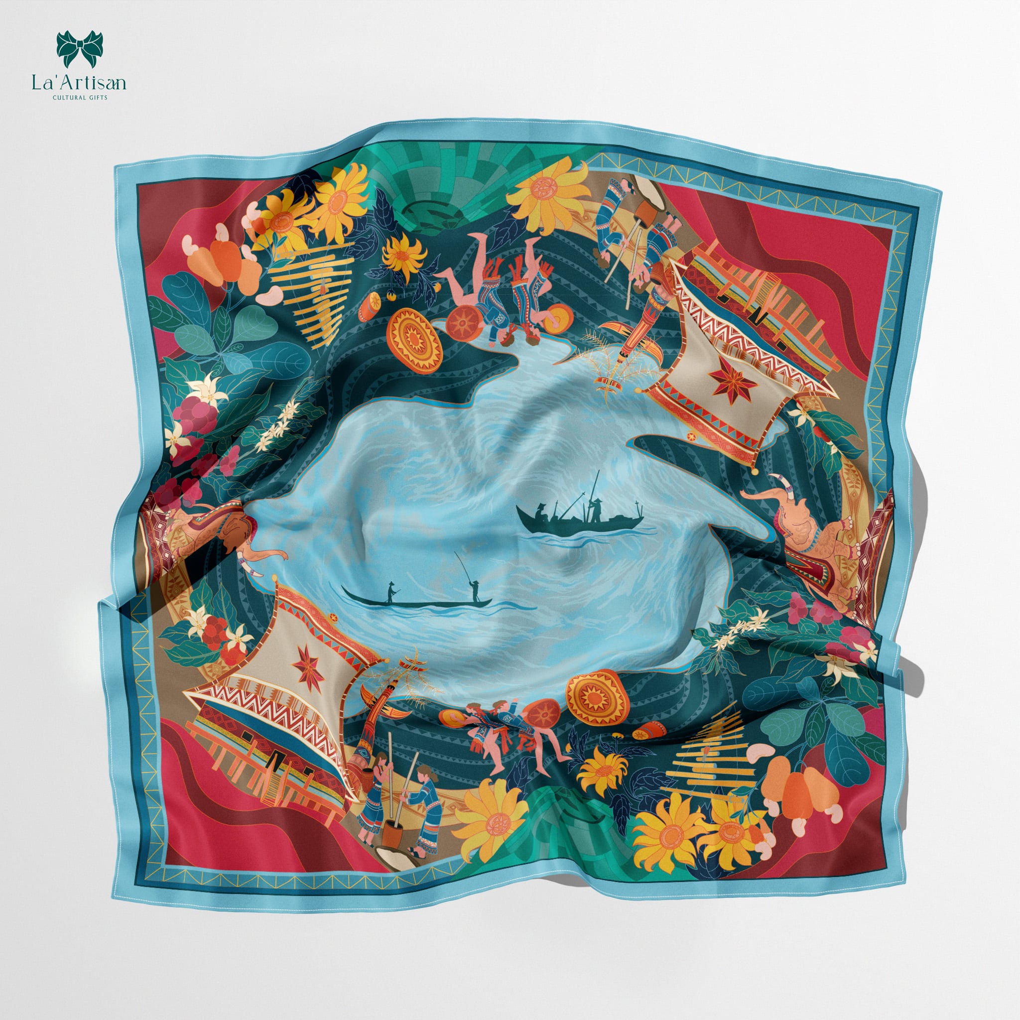 Khăn vuông hoạ tiết Biển Hồ Tây Nguyên