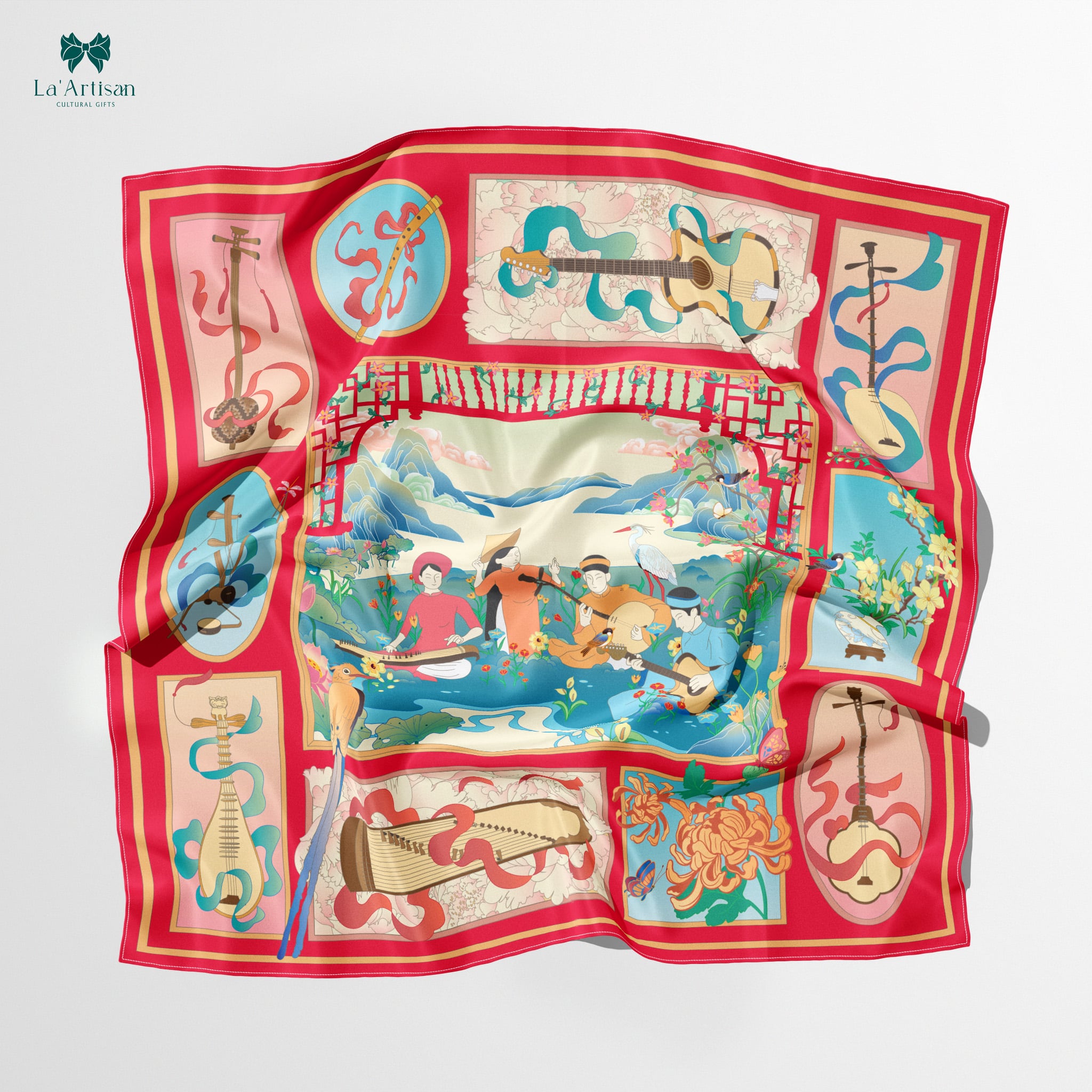 Khăn vuông hoạ tiết Đờn Ca Tài Tử