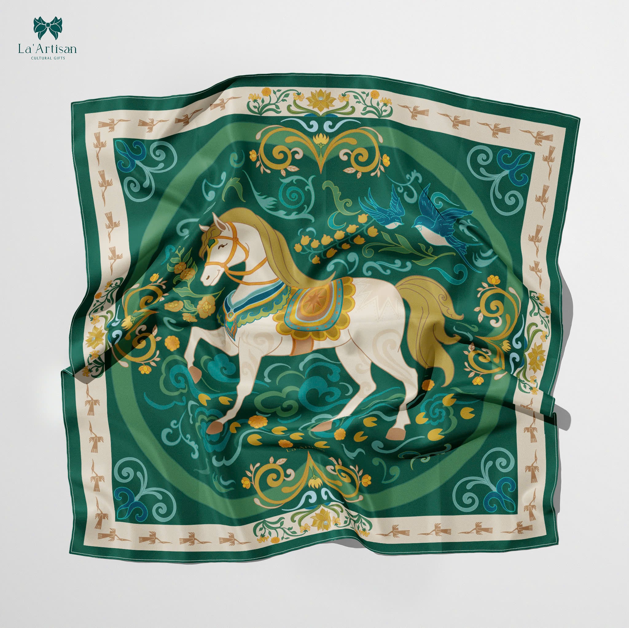 Khăn vuông họa tiết Mã Đáo Khải Hoàn