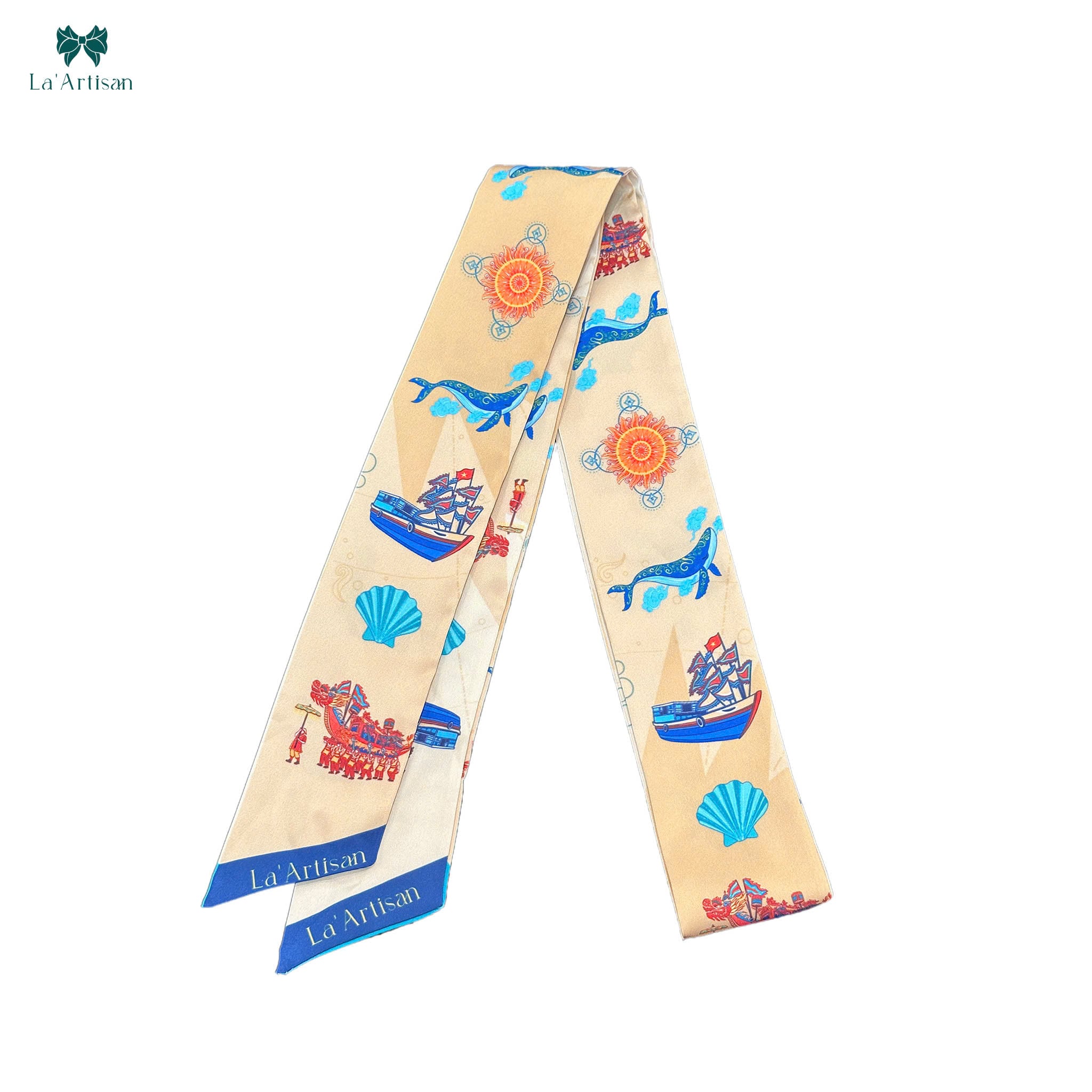 Khăn Twilly hoạ tiết Lễ Hội Cầu Ngư