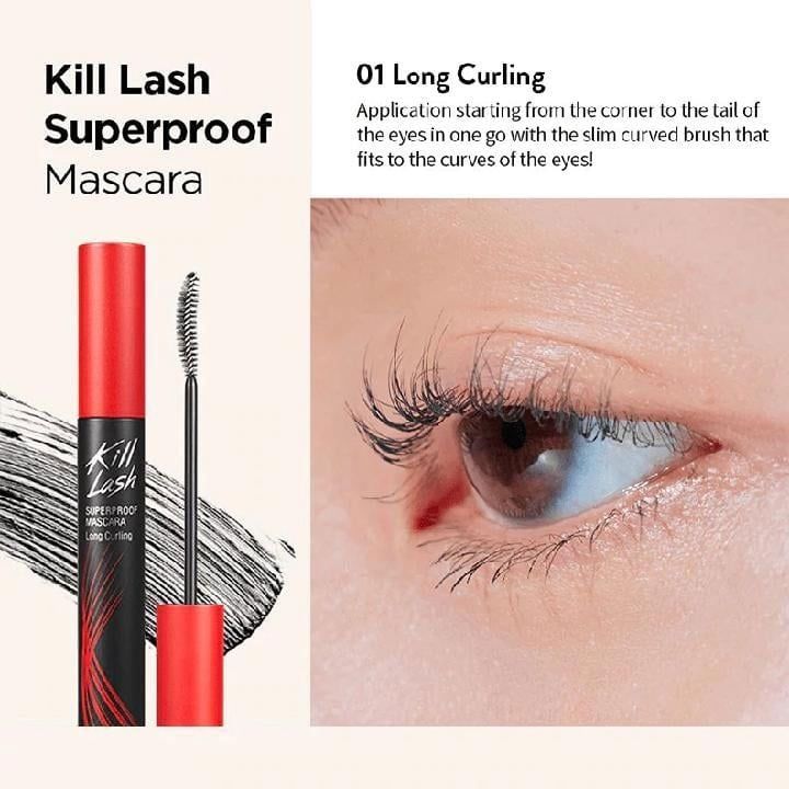 Mascara Clio Kill Lash Superproof Dài Và Cong Mi #01 Long Curling