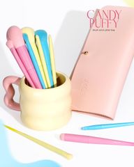 Bộ Cọ Trang Điểm Vacosi Candy Puffy Brush Set 10 Cây Kèm Ví Hồng - BC34