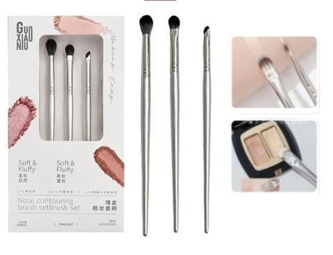 Bộ Cọ Trang Điểm Mắt Guoxiaoniu Rose Gold Eye Brush Set 3 Món