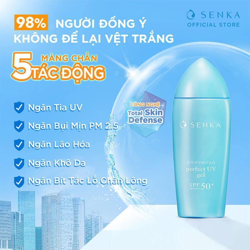 Gel Sữa Chống Nắng Dưỡng Ẩm Senka Perfect UV Gel SPF 50+/PA++++  80ml