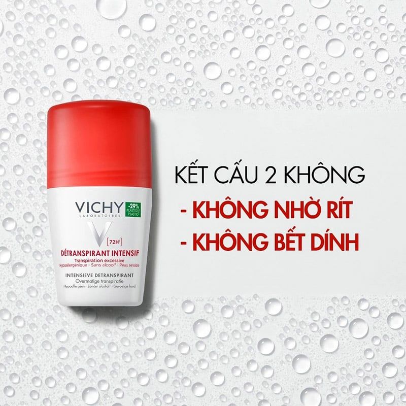 Lăn Khử Mùi Vichy Detranspirant Intensif 72H 48h Anti - Perspirant (50ml)