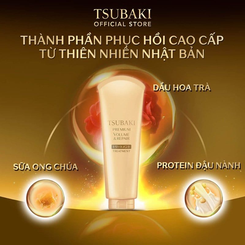 Kem Xả Hỗ Trợ Phục Hồi Hạn Chế Rụng Tóc Tsubaki Premium Repair Treatment