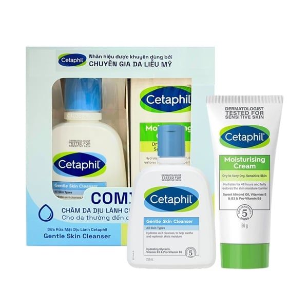 Combo Cetaphil Sữa Rửa Mặt Gentle Skin 125ml + Kem Dưỡng Ẩm Moisturising Cream 50g