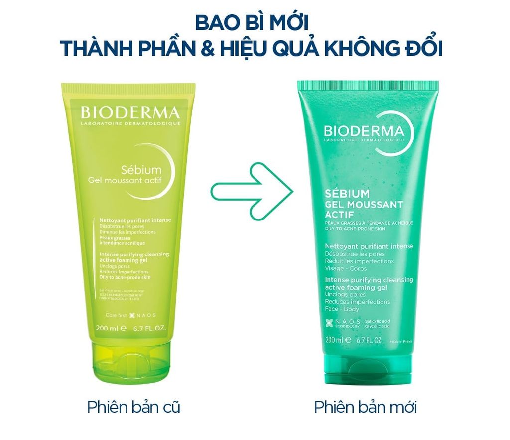 Gel Rửa Mặt Bioderma Sébium Gel Moussant Actif Làm Sạch Sâu, Giảm Mụn 200ml