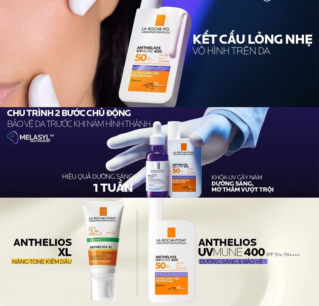 Sữa Chống Nắng La Roche-Posay Dưỡng Sáng Mờ Thâm - 50ml  Anthelios UVMune400 Anti-dark Spots