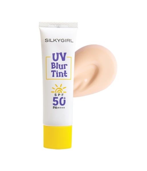 Kem lót chống nắng che khuyết điểm Silkygirl UV blur tint #01 light Beige 25ml