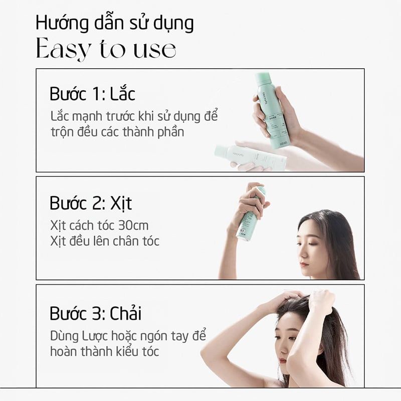 Dầu Gội Khô SPES Làm Sạch, Tóc Bồng Bềnh, Không Bết Tóc Washing-free Hair Spray 150ml
