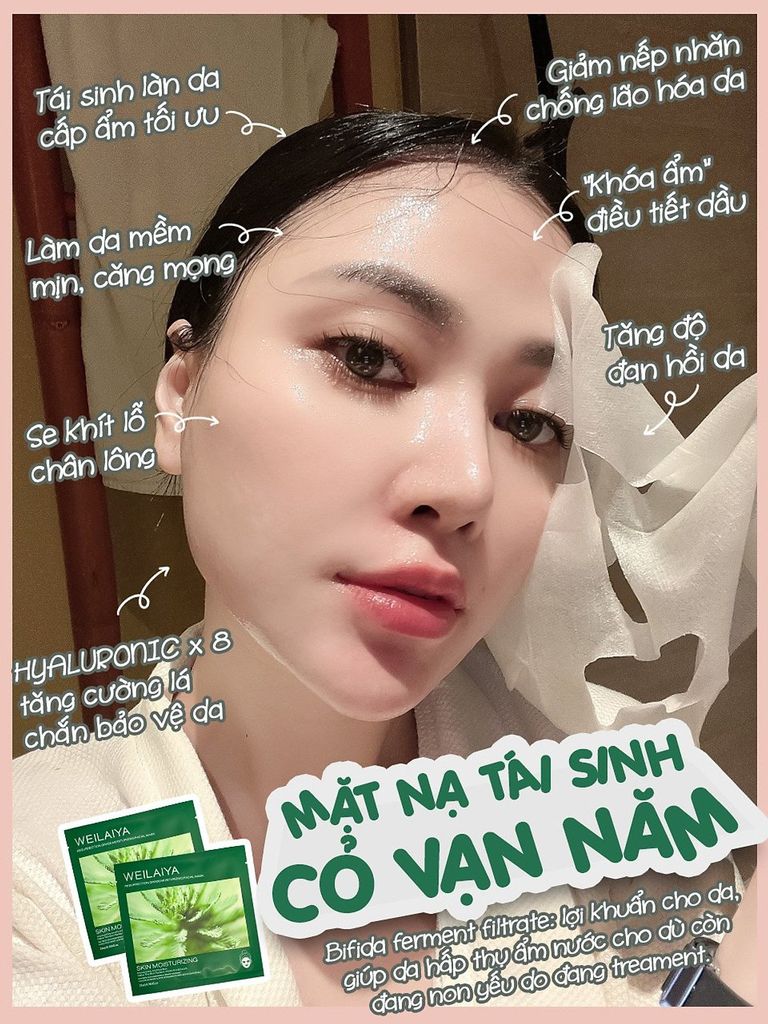 Mặt nạ dưỡng ẩm Weilaiya  tái sinh cỏ vạn năm dưỡng da chống lão hoá phục hồi da