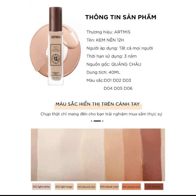 Kem Nền Artmiss 12h Illuminating Moist Liquid Foundation