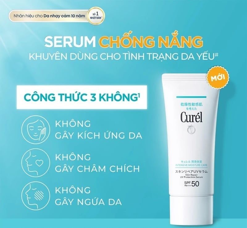 Serum Chống Nắng Curél Vật Lý Phổ Rộng Cho Da Nhạy Cảm Skin Repair Uv Protection SPF50 PA+++ 60g