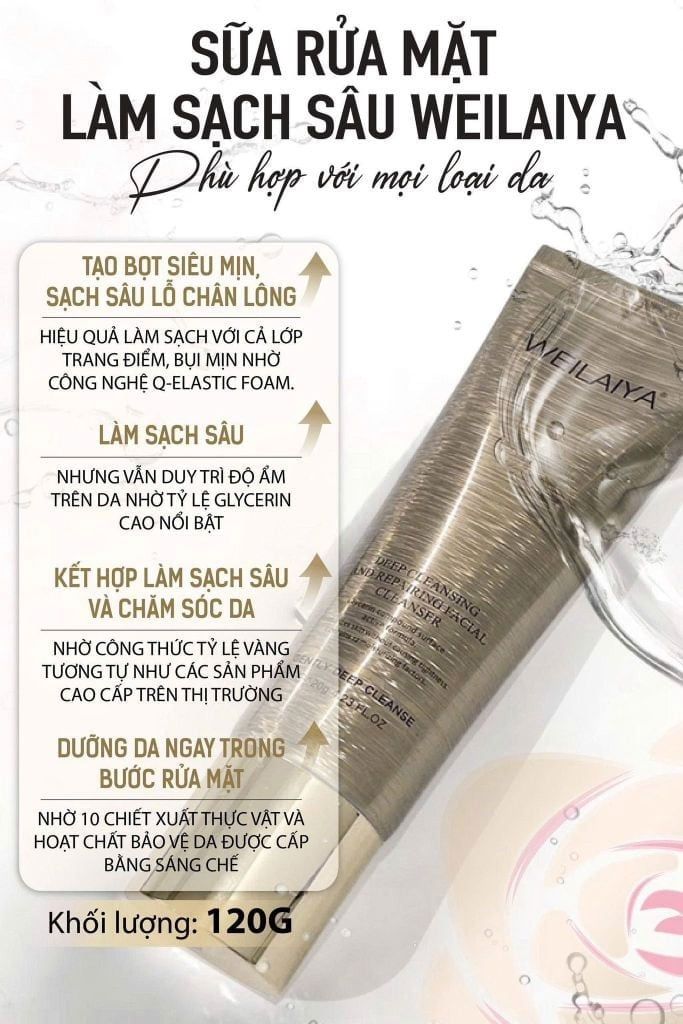 Sữa rửa mặt Weilaiya sạch sâu và phục hồi 120g