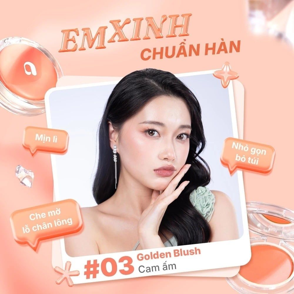 Phấn Má Hồng Nookoi Golden Blush Mịn Lì Tự Nhiên