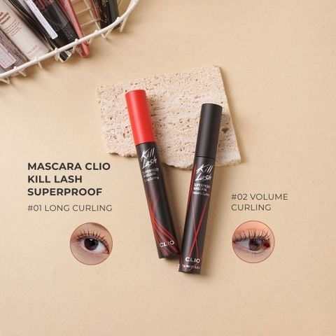 Mascara Clio Kill Lash Superproof Dài Và Cong Mi #01 Long Curling