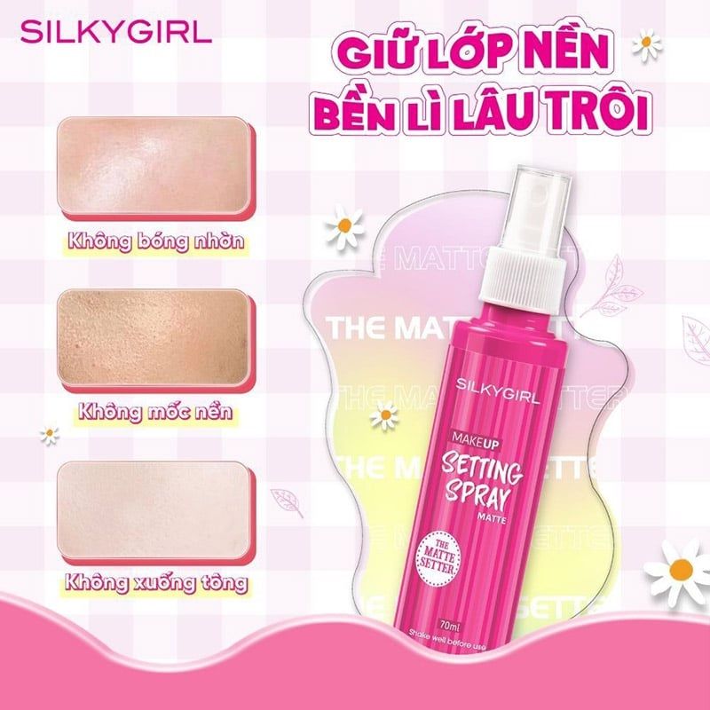 Xịt makeup Silkygirl setting spray matte 70ml