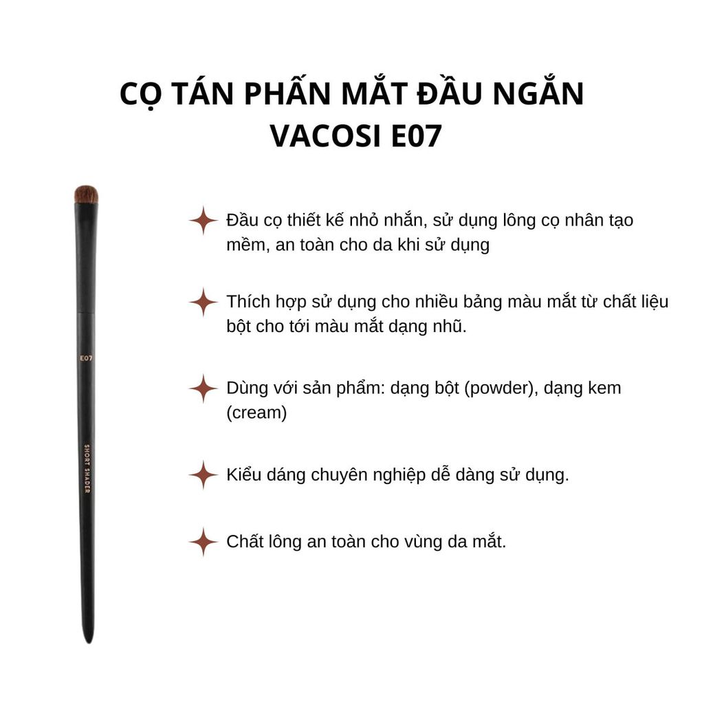 Cọ Đánh Mắt Đầu Ngắn Vacosi E07 Short Shader