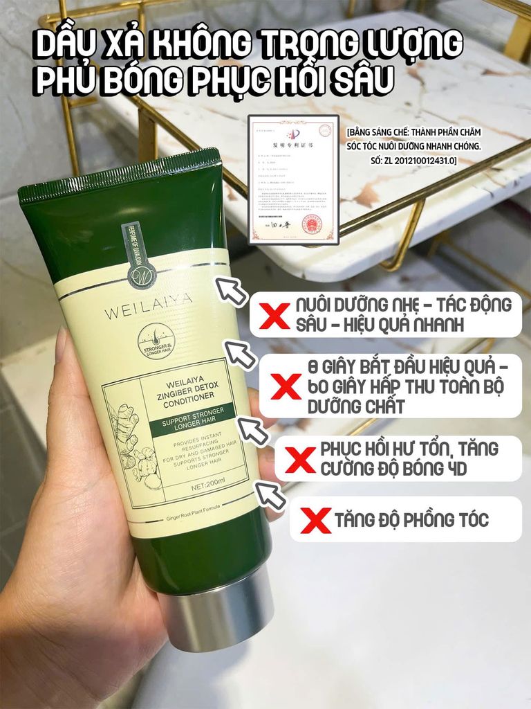 Dầu xả gừng xanh detox Weilaiya luxury 200ml