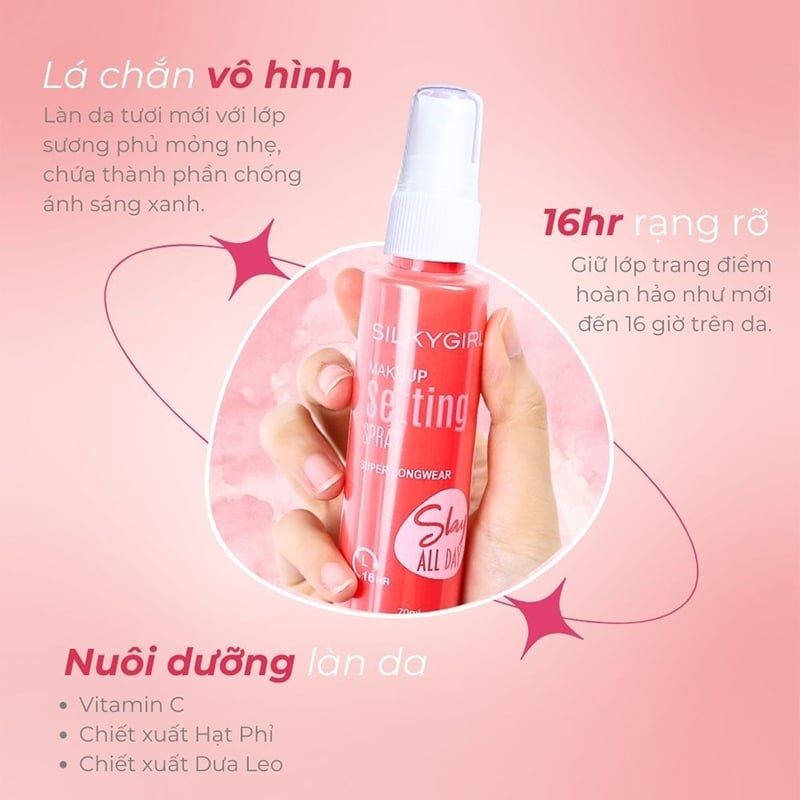 Xịt khoá nền Silkygirl Slay All Day Setting Spray 70ml
