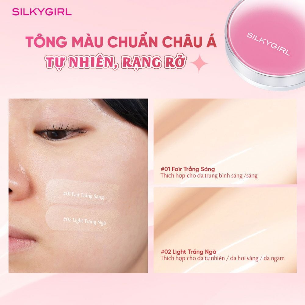 Phấn nước chống nắng lâu trôi Silkygirl serum cushion spf50+
