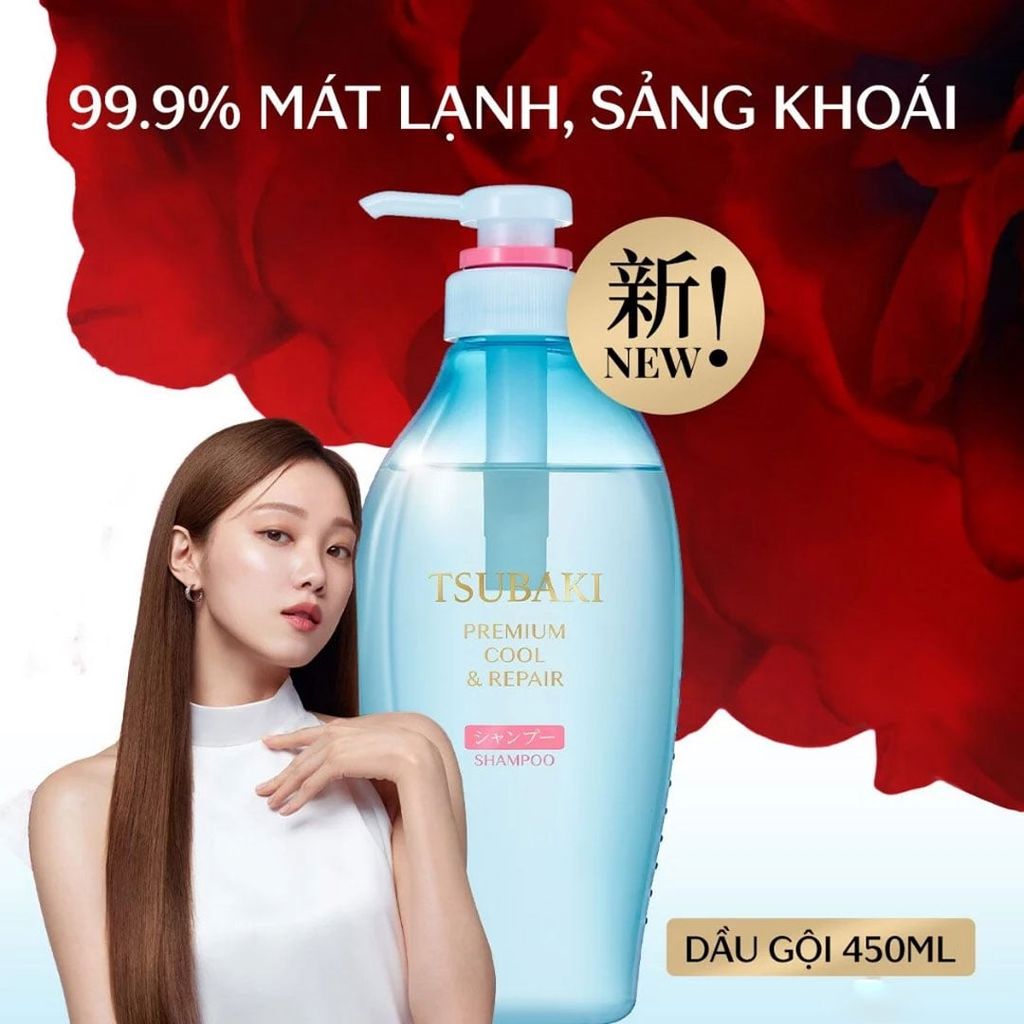 Dầu Gội Tsubaki premium cool & repair shampoo phục hồi, sạch dầu và mát lạnh 450ml