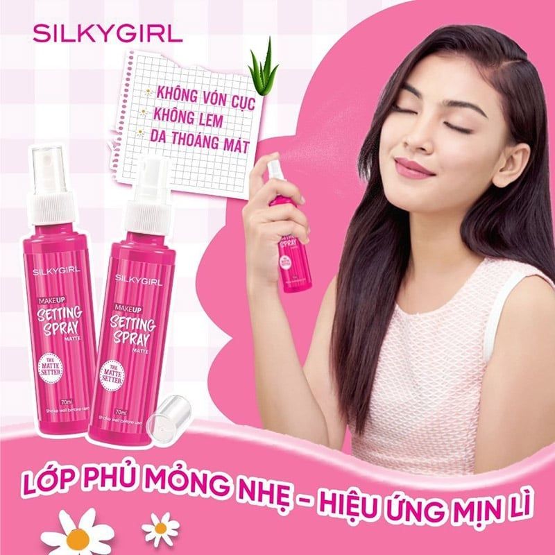 Xịt makeup Silkygirl setting spray matte 70ml