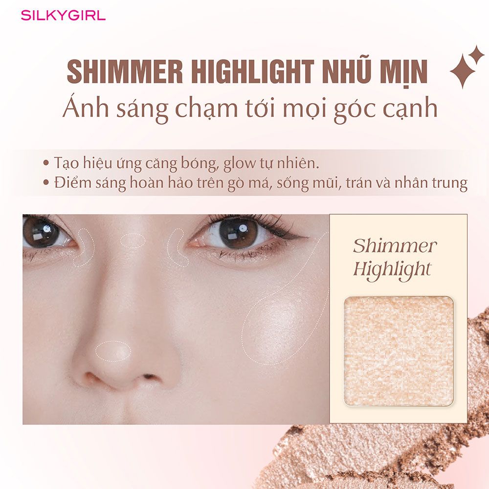 Phấn tạo khối & bắt sáng Silkygirl contour & highlight palette - 01 Autumn