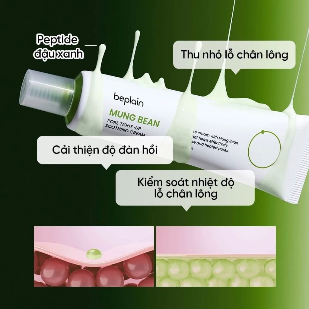 Kem dưỡng Beplain mung bean pore tight up soothing cream 60ml