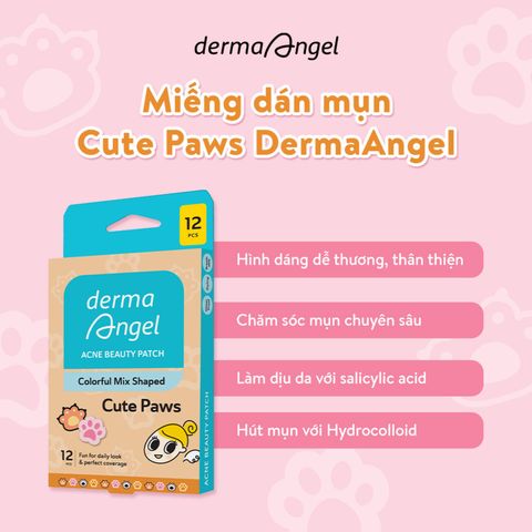 Miếng Dán Mụn Derma Angel Cute Paws 12 Miếng