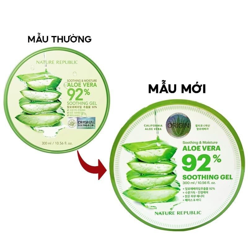 Gel Lô Hội Nature Republic Aloe Vera 92% Soothing Gel 300ml