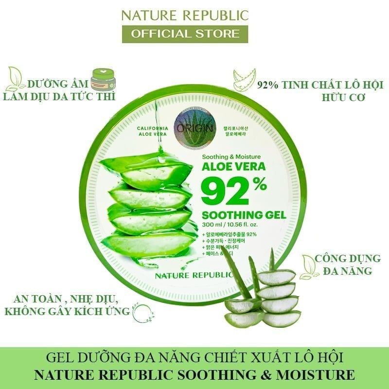 Gel Lô Hội Nature Republic Aloe Vera 92% Soothing Gel 300ml