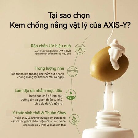 Kem chống nắng vật lý dịu nhẹ axis-y complete no-stress physical sunscreen spf 50+ pa++++ 50ML