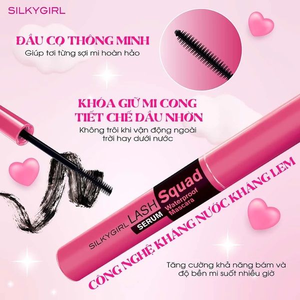 Mascara Silkygirl Lash Squad Serum Waterproof 01 Intense Black