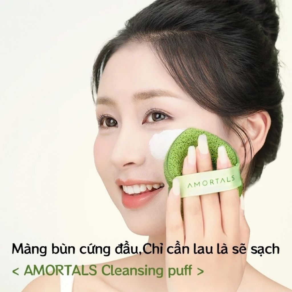 Bộ 3 Bông Rửa Mặt Bọt Biển Amortals Face Cleansing Puff