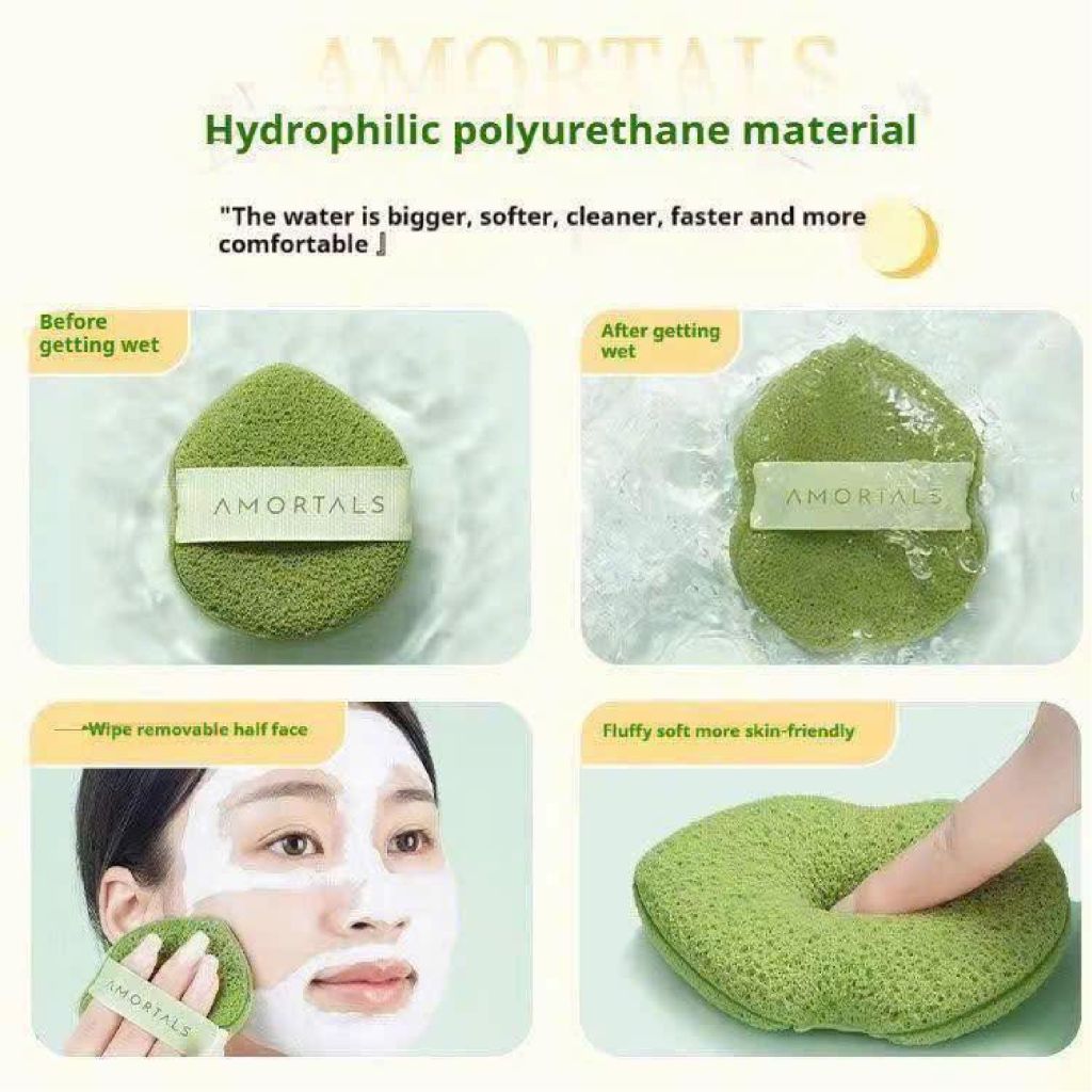 Bộ 3 Bông Rửa Mặt Bọt Biển Amortals Face Cleansing Puff
