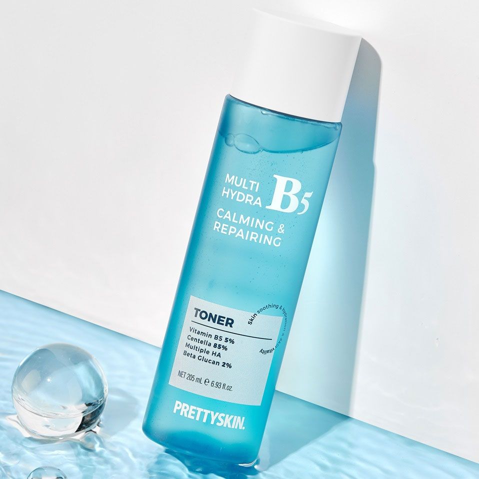 Nước hoa hồng Prettyskin Multi Hydra B5 Calming & Repairing 205ml