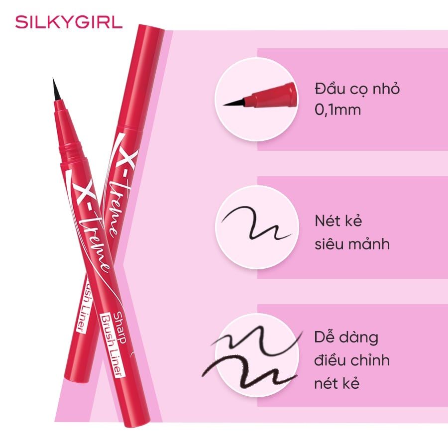 Kẻ mắt nước SilkyGirl X-treme Sharp Brush Liner