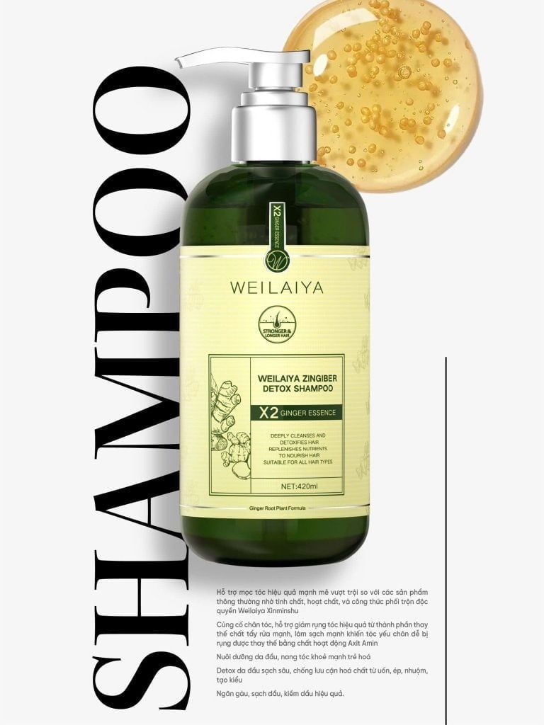 Dầu gội gừng xanh detox Weilaiya luxury 420ml