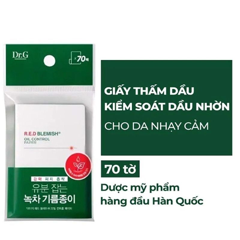 Giấy Thấm Dầu Dr.G Hỗ Trợ Kiểm Soát Dầu Nhờn Dành Cho Da Nhạy Cảm R.E.D Blemish Oil Control Paper
