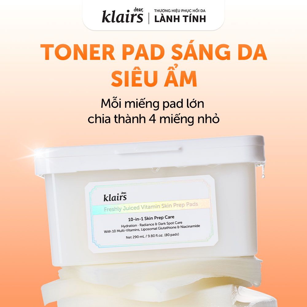 Mặt nạ dưỡng da Dear Klairs freshly juiced vitamin skin Prep pads