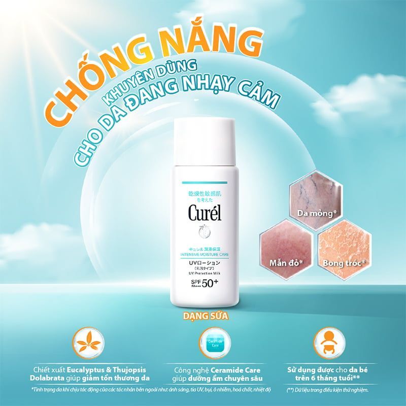 Sữa chống nắng Curél Mặt & Toàn Thân Cho Da Khô Nhạy Cảm 60ml