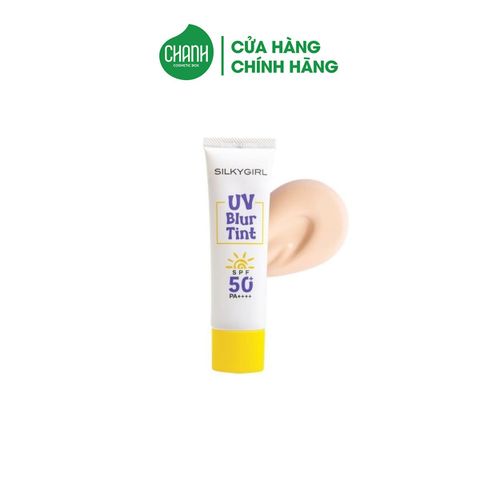 Kem lót chống nắng che khuyết điểm Silkygirl UV blur tint #01 light Beige 25ml