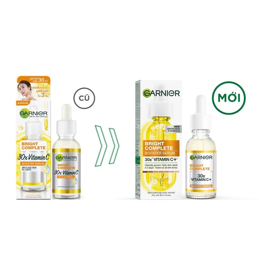 Tinh Chất Garnier Bright Complet 30x Vitamin C Booster Serum Sáng Da & Mờ Thâm 30ml