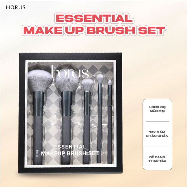 Bộ Cọ Trang Điểm Horus Essential Makeup Brush Set 5 Cây